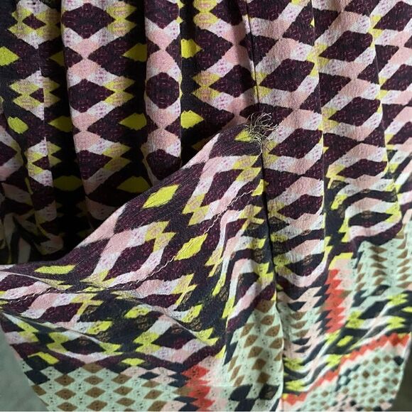 Rebecca Minkoff Multicolored Boho Ruffle Collar Mini Dress 100% Silk Size XS - Picture 6 of 13